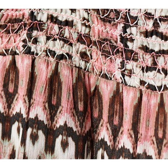 Haute Hippie Tribe Wide Leg Pants Womens Sz Medium Aztec Pink Brown Lightweight - Picture 8 of 10